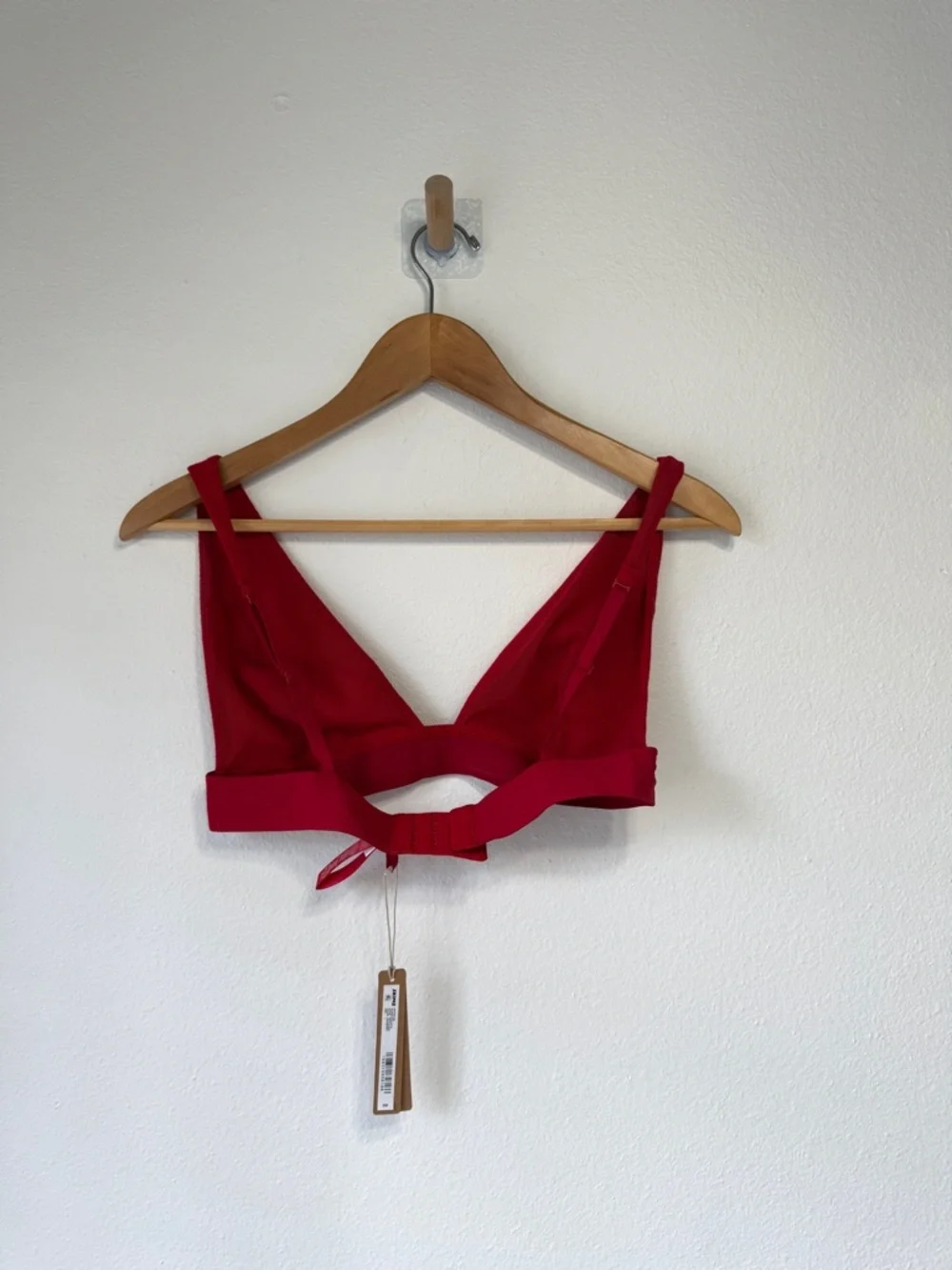 SKIMS Cotton Rib Plunge Bralette Cranberry NWT Size L - Picture 4 of 6